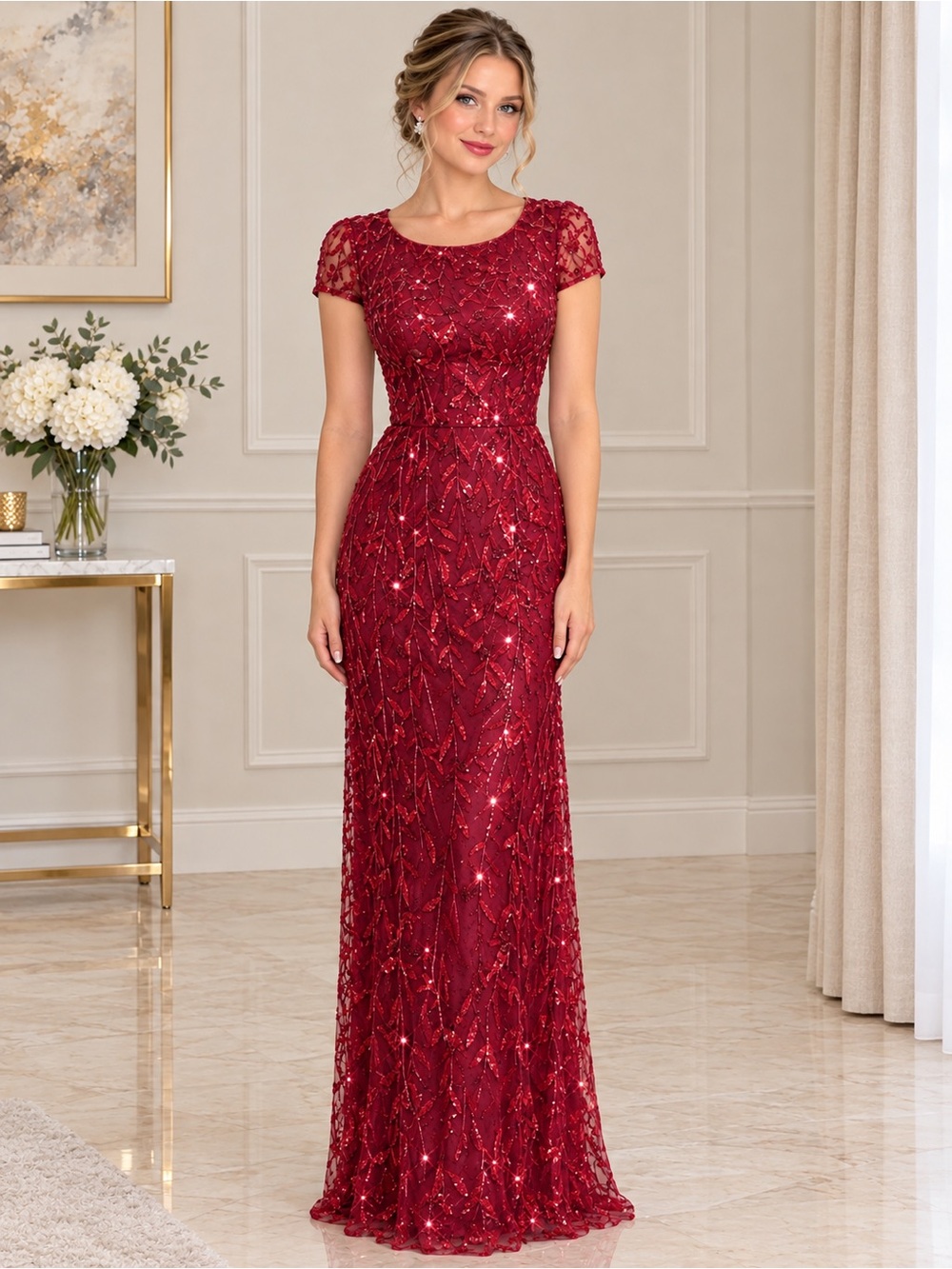 Red Sequin Maxi Dress